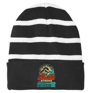 Asheville Strong Hurricane Helene Striped Beanie with Solid Band