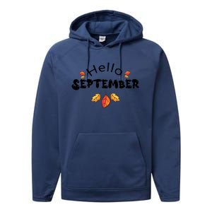 Autumn Season Hello September Graphic Performance Fleece Hoodie