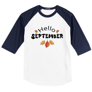 Autumn Season Hello September Graphic Baseball Sleeve Shirt