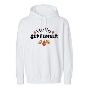 Autumn Season Hello September Graphic Garment-Dyed Fleece Hoodie