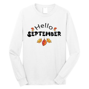 Autumn Season Hello September Graphic Long Sleeve Shirt