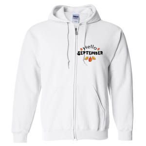 Autumn Season Hello September Graphic Full Zip Hoodie