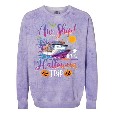 Aw Ship Halloween Trip Family Cruising Crew Cruise Squad Colorblast Crewneck Sweatshirt