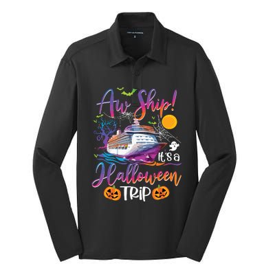 Aw Ship Halloween Trip Family Cruising Crew Cruise Squad Silk Touch Performance Long Sleeve Polo