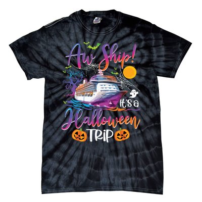 Aw Ship Halloween Trip Family Cruising Crew Cruise Squad Tie-Dye T-Shirt