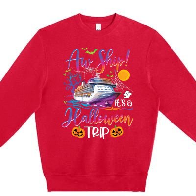 Aw Ship Halloween Trip Family Cruising Crew Cruise Squad Premium Crewneck Sweatshirt