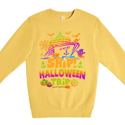 Aw Ship Halloween Trip Family Cruising Crew Cruise Squad Gift Premium Crewneck Sweatshirt