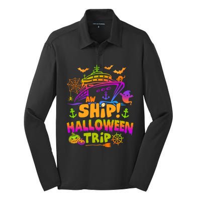 Aw Ship Halloween Trip Family Cruising Crew Cruise Squad Gift Silk Touch Performance Long Sleeve Polo