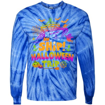 Aw Ship Halloween Trip Family Cruising Crew Cruise Squad Gift Tie-Dye Long Sleeve Shirt