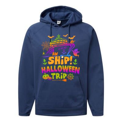 Aw Ship Halloween Trip Family Cruising Crew Cruise Squad Gift Performance Fleece Hoodie