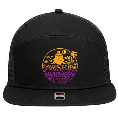 Aw Ship Halloween Trip Family Cruising Crew Cruise Squad Cute Gift 7 Panel Mesh Trucker Snapback Hat