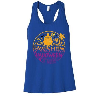 Aw Ship Halloween Trip Family Cruising Crew Cruise Squad Cute Gift Women's Racerback Tank