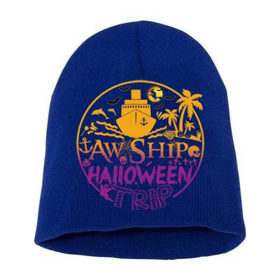 Aw Ship Halloween Trip Family Cruising Crew Cruise Squad Cute Gift Short Acrylic Beanie