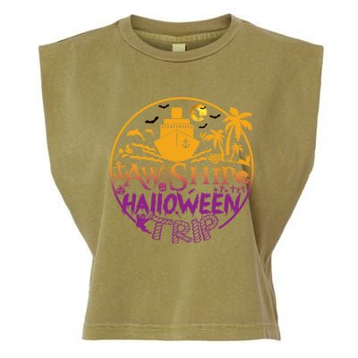 Aw Ship Halloween Trip Family Cruising Crew Cruise Squad Cute Gift Garment-Dyed Women's Muscle Tee