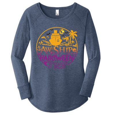 Aw Ship Halloween Trip Family Cruising Crew Cruise Squad Cute Gift Women's Perfect Tri Tunic Long Sleeve Shirt