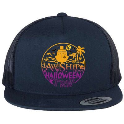 Aw Ship Halloween Trip Family Cruising Crew Cruise Squad Cute Gift Flat Bill Trucker Hat