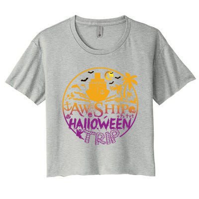 Aw Ship Halloween Trip Family Cruising Crew Cruise Squad Cute Gift Women's Crop Top Tee