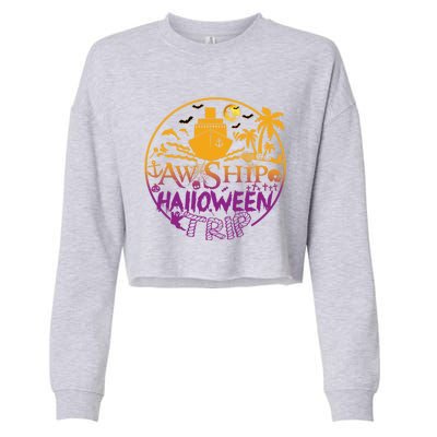 Aw Ship Halloween Trip Family Cruising Crew Cruise Squad Cute Gift Cropped Pullover Crew