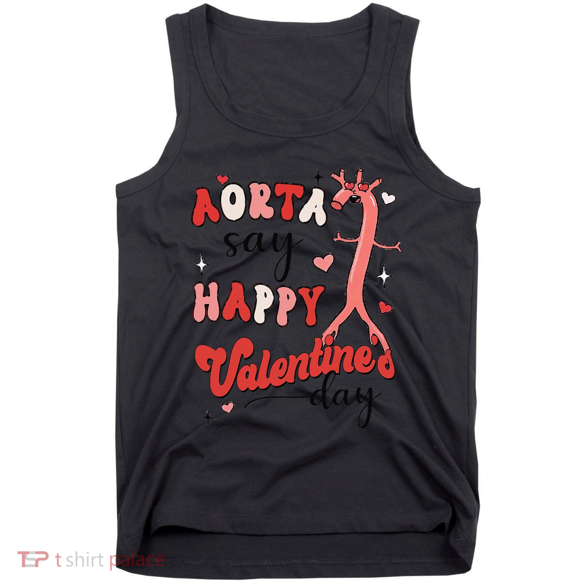 Aorta Say Happy ValentineS Day Nurse Tele Tech Ekg Xmas Tank Top