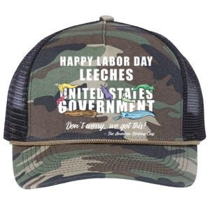 Anti Socialism Happy Labor Day Leeches Cute Gift Retro Rope Trucker Hat Cap