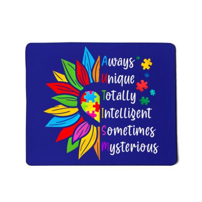 Autism Sunflower Heart Puzzle Pieces Love Support Acceptance Gift Mousepad