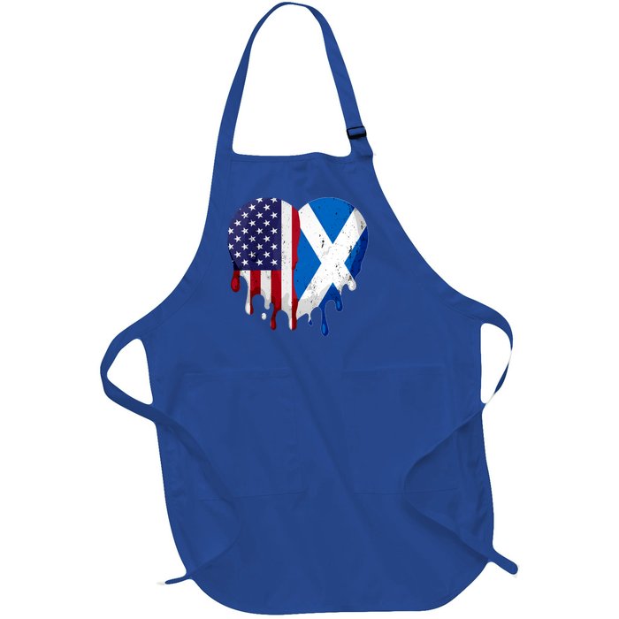 American Scottish Heritage Month Scotland Flag Heart Gift Full-Length Apron With Pockets