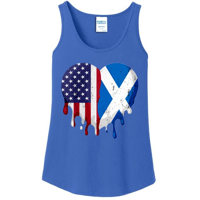 American Scottish Heritage Month Scotland Flag Heart Gift Ladies Essential Tank