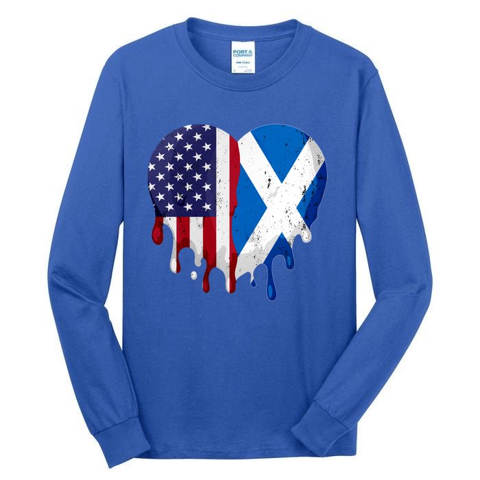 American Scottish Heritage Month Scotland Flag Heart Gift Tall Long Sleeve T-Shirt