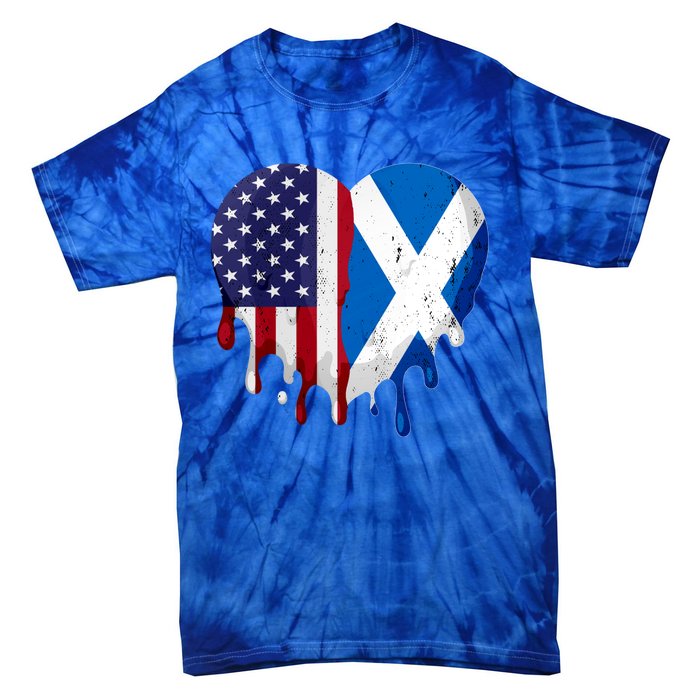 American Scottish Heritage Month Scotland Flag Heart Gift Tie-Dye T-Shirt