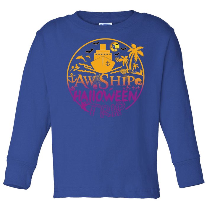 Aw Ship Halloween Trip Family Cruising Crew Cruise Squad Gift Toddler Long Sleeve Shirt