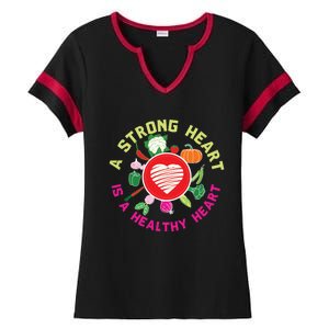 A Strong Heart Is A Healthy Heart Vegan Fitness Health Sport Funny Gift Ladies Halftime Notch Neck Tee