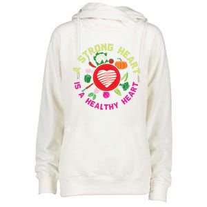 A Strong Heart Is A Healthy Heart Vegan Fitness Health Sport Funny Gift Womens Funnel Neck Pullover Hood