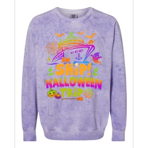 Aw Ship Halloween Trip Family Cruising Crew Cruise Squad Gift Colorblast Crewneck Sweatshirt