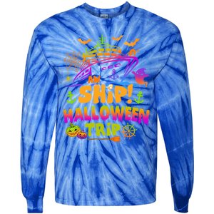 Aw Ship Halloween Trip Family Cruising Crew Cruise Squad Gift Tie-Dye Long Sleeve Shirt