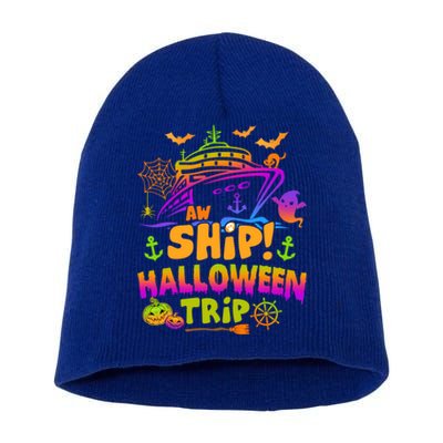 Aw Ship Halloween Trip Family Cruising Crew Cruise Squad Gift Short Acrylic Beanie