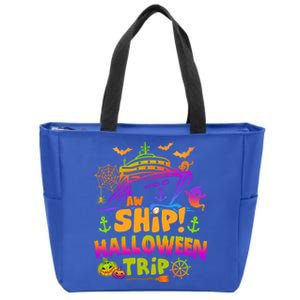 Aw Ship Halloween Trip Family Cruising Crew Cruise Squad Gift Zip Tote Bag