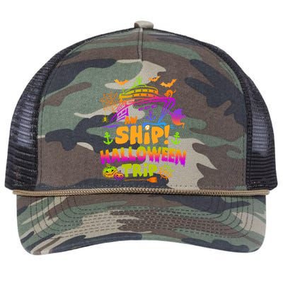 Aw Ship Halloween Trip Family Cruising Crew Cruise Squad Gift Retro Rope Trucker Hat Cap