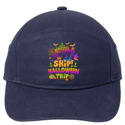 Aw Ship Halloween Trip Family Cruising Crew Cruise Squad Gift 7-Panel Snapback Hat