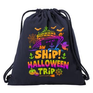 Aw Ship Halloween Trip Family Cruising Crew Cruise Squad Gift Drawstring Bag