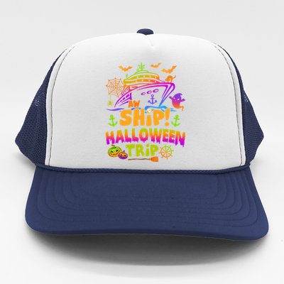 Aw Ship Halloween Trip Family Cruising Crew Cruise Squad Gift Trucker Hat