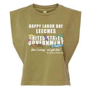 Anti Socialism Happy Labor Day Leeches Gift Garment-Dyed Women's Muscle Tee