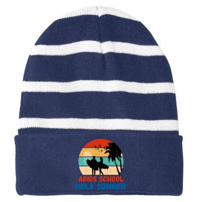 Adios School Hola Summer Striped Beanie with Solid Band