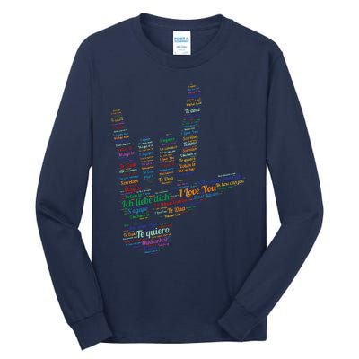 ASL Sign I Love You In 40 Different Languages ASL Tall Long Sleeve T-Shirt