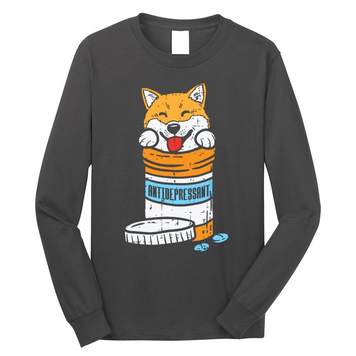 Antidepressant Shiba Inu Akita Japanese Dog Doge Meme Gift Long Sleeve Shirt