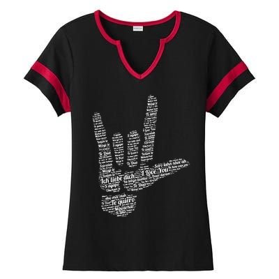 ASL Sign I Love You In 40 Different Languages ASL Ladies Halftime Notch Neck Tee