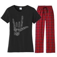 ASL Sign I Love You In 40 Different Languages ASL Women's Flannel Pajama Set