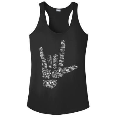 ASL Sign I Love You In 40 Different Languages ASL Ladies PosiCharge Competitor Racerback Tank