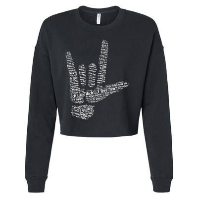 ASL Sign I Love You In 40 Different Languages ASL Cropped Pullover Crew