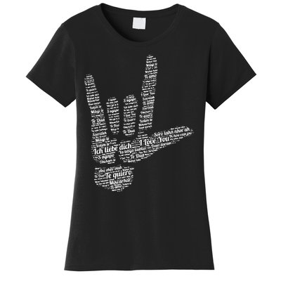 ASL Sign I Love You In 40 Different Languages ASL Women's T-Shirt