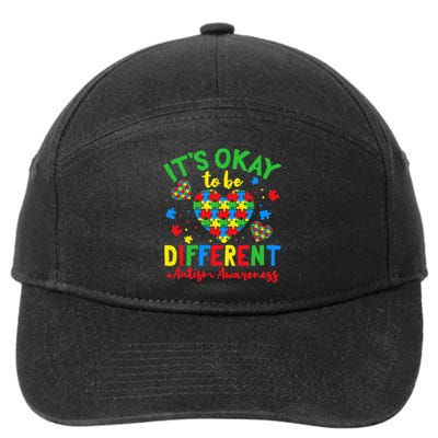 Autism Support It'S Okay To Be Different Autism Awareness 7-Panel Snapback Hat